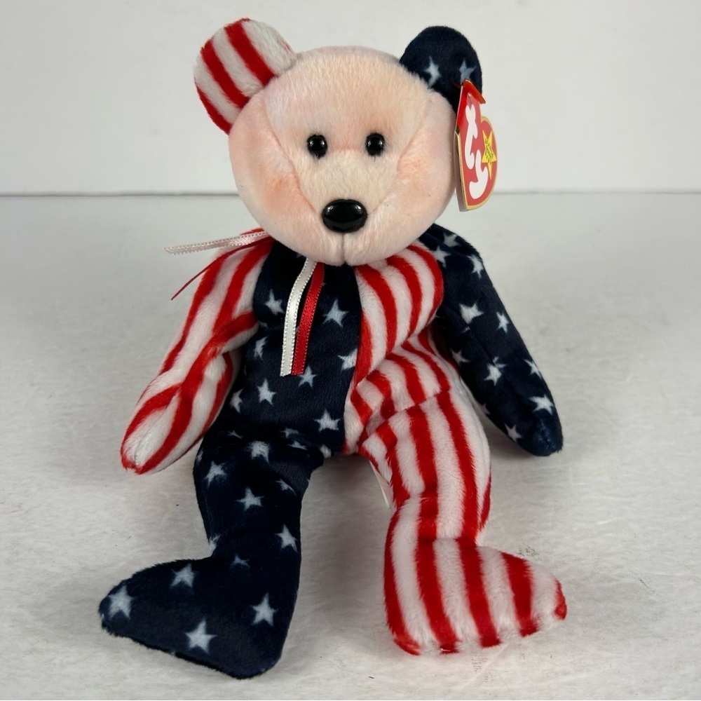 RARE Ty Beanie Baby SPANGLE The Bear 1999 Pink Head Version RETIRED Mint w/Tags